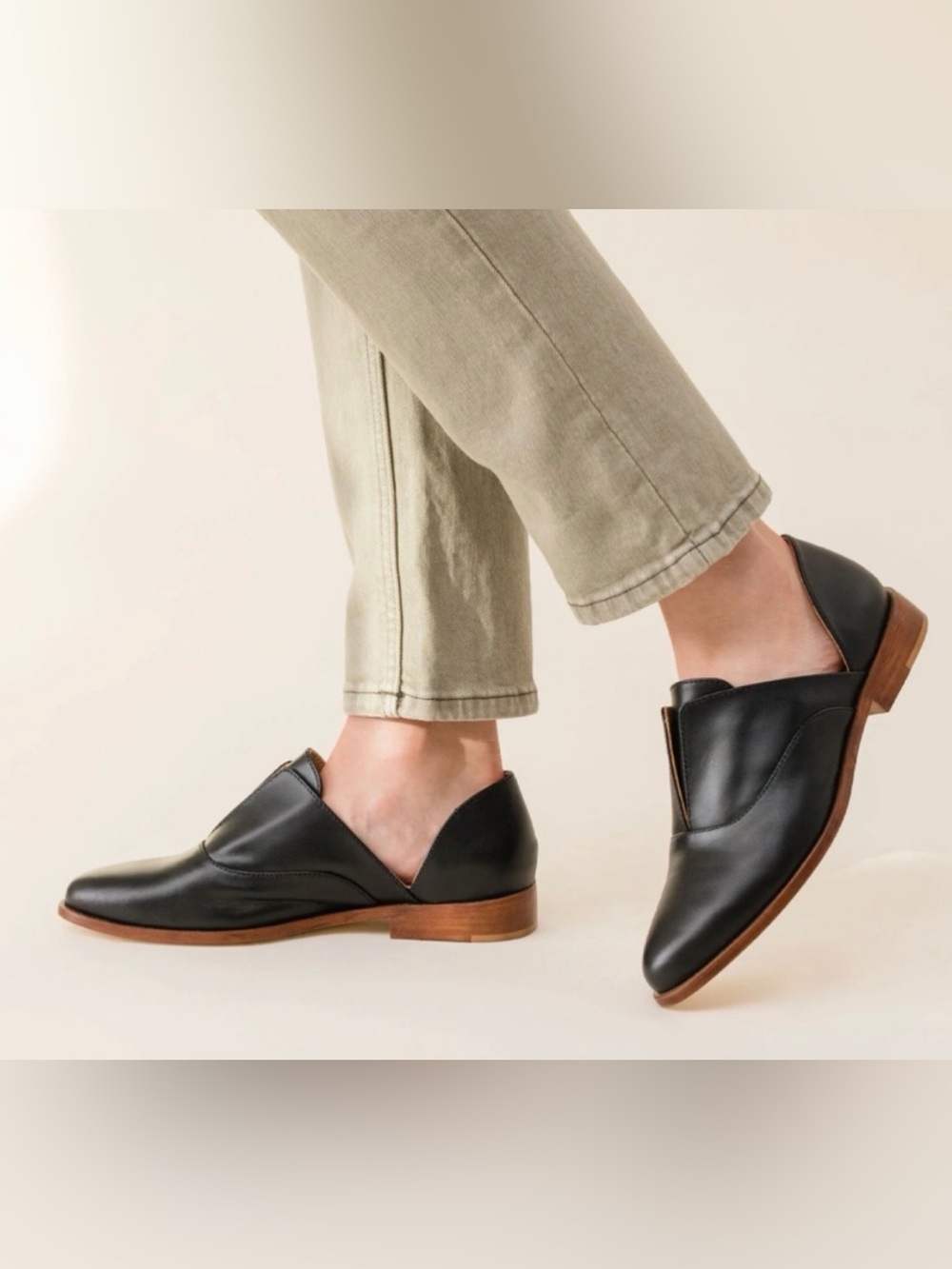 Nisolo Emma d'Orsay Oxford Leather Black Preppy Size 6.5
